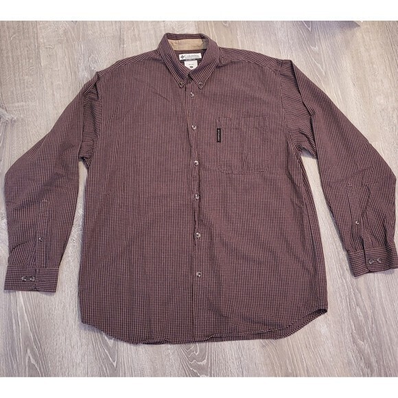 Columbia Sportswear Mens Large Long Sleeve Button Down Shirt‎ Wine Plaid Brown - Picture 1 of 11